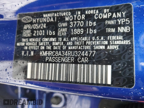 2024 Hyundai Venue Limited with VIN KMHRC8A34RU324477, listed as a Copart auction lot 88054915 with 13,343 mi miles and Salvage Title. Bid and sale history available at DreamBid. Image 15.