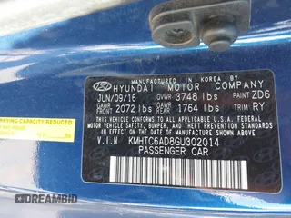 2016 Hyundai Veloster with VIN KMHTC6AD8GU302014, listed as a IAAI auction lot 41764406 with 102,893 mi miles. Bid and sale history available at carsss.com. Image 9.