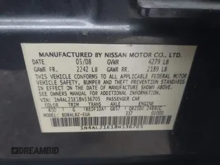 2008 Nissan Altima 2.5 with VIN 1N4AL21E18N536705, listed as a IAAI auction lot 41965407 with 270,072 mi miles. Bid and sale history available at carsss.com. Image 9.