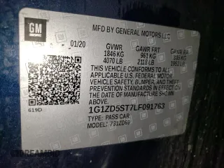2020 Chevrolet Malibu LT with VIN 1G1ZD5ST7LF091763, listed as a Copart auction lot 50054435 with 101,040 mi miles and Salvage Title. Bid and sale history available at carsss.com. Image 13.