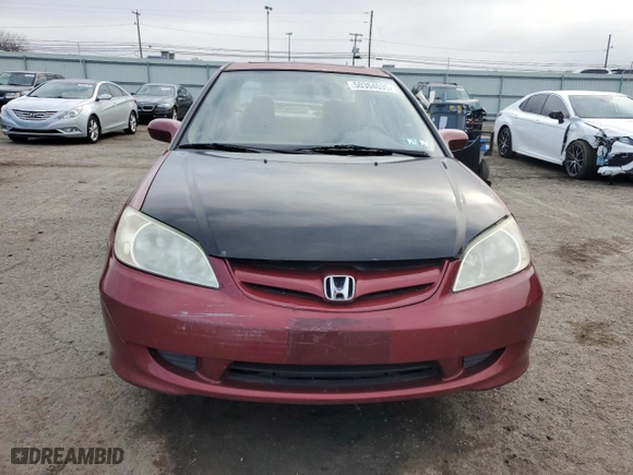 2005 Honda Civic Sdn EX with VIN 2HGES26795H584080, listed as a Copart auction lot 50304035 with 170,029 mi miles and Salvage Title. Bid and sale history available at carsss.com. Image 5.