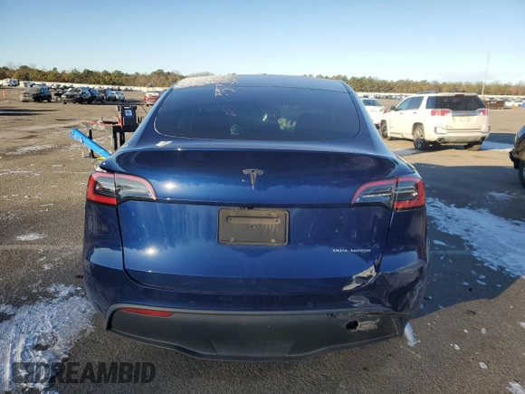2021 Tesla Model Y Long Range with VIN 5YJYGDEE3MF089578, listed as a Copart auction lot 41381095 with 52,258 mi miles and Salvage Title. Bid and sale history available at DreamBid. Image 6.