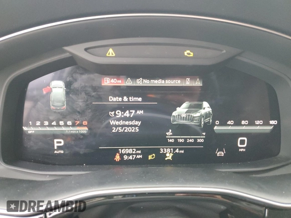 2023 Audi Q7 Premium Plus with VIN WA1LCBF74PD027929, listed as a Copart auction lot 44027295 with 16,982 mi miles and Salvage title. Bid and sale history available at DreamBid. Image 9.