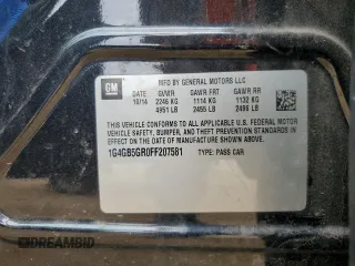 2015 Buick LaCrosse Leather with VIN 1G4GB5GR0FF207581, listed as a Copart auction lot 55886675 with 169,561 mi miles and Clean Title. Bid and sale history available at DreamBid. Image 12.