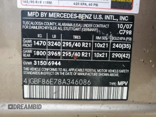 2008 Mercedes-Benz GL-Class 5.5L with VIN 4JGBF86E78A346086, listed as a Copart auction lot 76274124 with Not Provided miles and Clean Title. Bid and sale history available at carsss.com. Image 14.