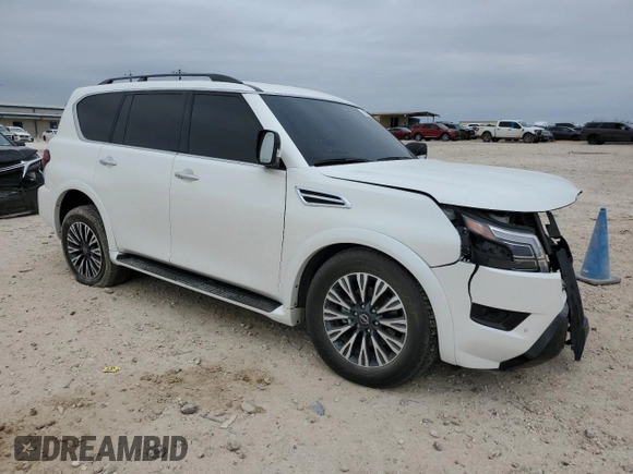 2023 Nissan Armada SL with VIN JN8AY2BB9P9837556, listed as a Copart auction lot 46731335 with 24,505 mi miles and Salvage Title. Bid and sale history available at carsss.com. Image 4.