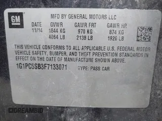 2015 Chevrolet Cruze LT with VIN 1G1PC5SB3F7133071, listed as a IAAI auction lot 41706919 with 115,805 mi miles and . Bid and sale history available at DreamBid. Image 9.