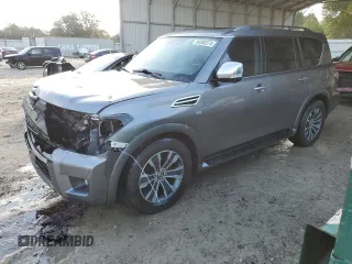2019 Nissan Armada SV with VIN JN8AY2NC1K9584231, listed as a Copart auction lot 80300374 with 91,669 mi miles and Salvage Title. Bid and sale history available at carsss.com. Image 1.
