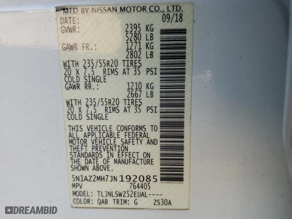 2018 Nissan Murano S with VIN 5N1AZ2MH7JN192085, listed as a Copart auction lot 56608984 with 80,543 mi miles and Salvage Title. Bid and sale history available at carsss.com. Image 12.