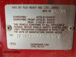 2005 Saab 9-2X Linear z VIN JF4GG61655H057375, wystawiony jako Copart lot #51540875 z przebiegiem 162 582 mil mil oraz Czysty tytuł • Clean title. Historia ofert i sprzedaży dostępna na DreamBid. Obrazek 12.