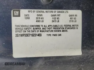 2001 Chevrolet Impala with VIN 2G1WF55E719231469, listed as a Copart auction lot 47845525 with 196,589 mi miles and Salvage Title. Bid and sale history available at DreamBid. Image 12.