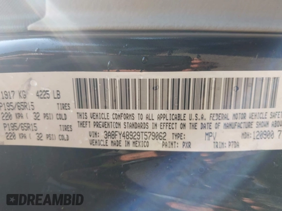 2009 Chrysler PT Cruiser with VIN 3A8FY48929T579062, listed as a IAAI auction lot 42717752 with Not provided miles and . Bid and sale history available at DreamBid. Image 9.