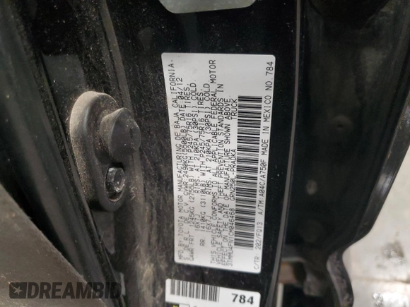2012 Toyota Tacoma with VIN 3TMMU4FN1CM046468, listed as a Copart auction lot 87392564 with Not provided miles and Salvage title. Bid and sale history available at DreamBid. Image 14.