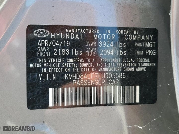 2020 Hyundai Elantra SEL with VIN KMHD84LF7LU905586, listed as a Copart auction lot 67645114 with 75,619 mi miles and Clean Title. Bid and sale history available at carsss.com. Image 14.