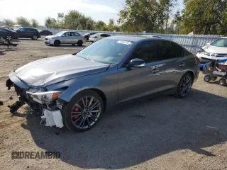 2021 Infiniti Q50 Red Sport 400 with VIN JN1FV7DR8MM881013, listed as a Copart auction lot 74689124 with 51,622 mi miles and Salvage Title. Bid and sale history available at carsss.com. Image 1.