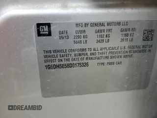 2013 Cadillac CTS Luxury with VIN 1G6DH5E58D0175326, listed as a Copart auction lot 52646985 with 142,473 mi miles and Salvage title. Bid and sale history available at DreamBid. Image 12.