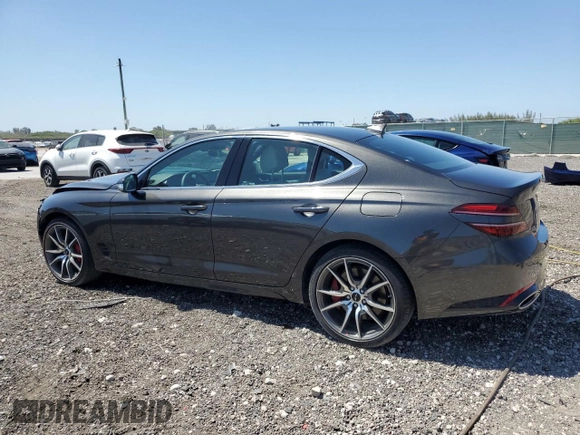 2025 Genesis G70 2.5T with VIN KMTG34SC8SU155736, listed as a Copart auction lot 54700385 with 4,991 mi miles and Clean Title. Bid and sale history available at DreamBid. Image 2.