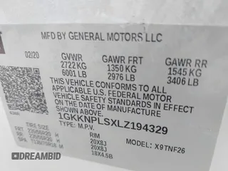 2020 GMC Acadia Denali с VIN 1GKKNPLSXLZ194329, выставлен на аукционе IAAI как лот 42059026 с пробегом 53 545 миль миль и . История ставок и продаж доступна на DreamBid. Изображение 9.