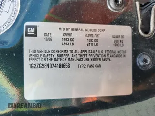 2007 Pontiac G6 G6 with VIN 1G2ZG58N074180653, listed as a Copart auction lot 61955275 with 93,294 mi miles and Salvage title. Bid and sale history available at DreamBid. Image 12.
