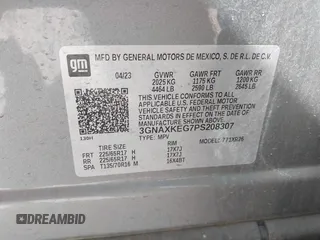 2023 Chevrolet Equinox LT with VIN 3GNAXKEG7PS208307, listed as a IAAI auction lot 41846548 with 47,543 mi miles and . Bid and sale history available at carsss.com. Image 9.