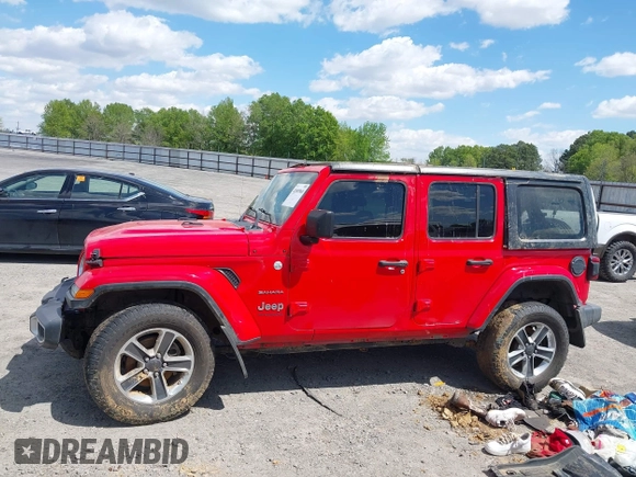 2018 Jeep Wrangler Unlimited Sahara with VIN 1C4HJXEG6JW174359, listed as a IAAI auction lot 42009968 with 79,830 mi miles and . Bid and sale history available at DreamBid. Image 15.