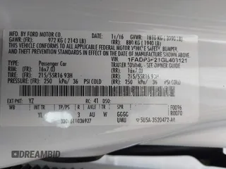 2016 Ford Focus SE with VIN 1FADP3F21GL403121, listed as a IAAI auction lot 42130743 with 103,592 mi miles and . Bid and sale history available at DreamBid. Image 9.