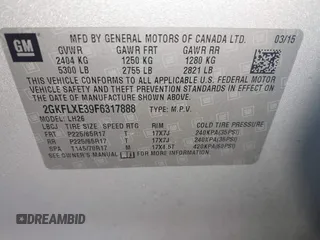 2015 GMC Terrain SLT with VIN 2GKFLXE39F6317888, listed as a IAAI auction lot 41723714 with 91,583 mi miles and . Bid and sale history available at carsss.com. Image 9.
