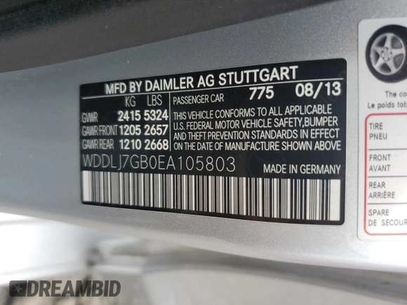 2014 Mercedes-Benz CLS 63 S AMG с VIN WDDLJ7GB0EA105803, выставлен на аукционе Copart как лот 65165534 с пробегом 43 371 миль миль и Списание • Salvage title. История ставок и продаж доступна на DreamBid. Изображение 14.