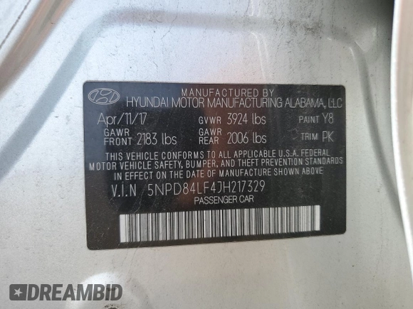 2018 Hyundai Elantra SEL z VIN 5NPD84LF4JH217329, wystawiony jako Copart lot #54959285 z przebiegiem 122 683 mil mil oraz Szkoda całkowita • Salvage title. Historia ofert i sprzedaży dostępna na DreamBid. Obrazek 13.