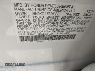 2022 Acura MDX Technology with VIN 5J8YE1H44NL035939, listed as a IAAI auction lot 42547724 with 45,642 mi miles and . Bid and sale history available at DreamBid. Image 9.