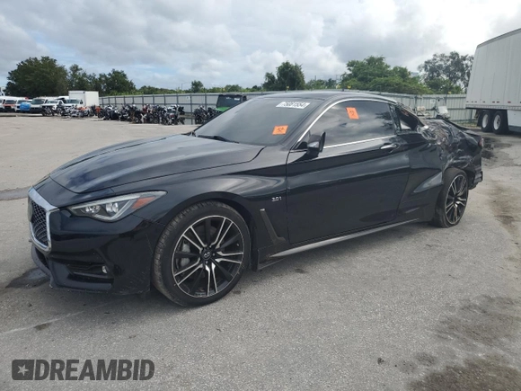 2018 Infiniti Q60 Sport with VIN JN1EV7EL0JM390193, listed as a Copart auction lot 75081554 with 62,331 mi miles and Salvage title. Bid and sale history available at DreamBid. Image 1.