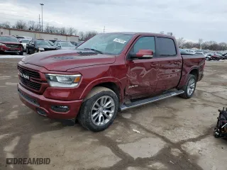 2021 Ram 1500 Laramie with VIN 1C6SRFJT9MN683066, listed as a Copart auction lot 46427025 with 22,060 mi miles and Salvage Title. Bid and sale history available at carsss.com. Image 1.