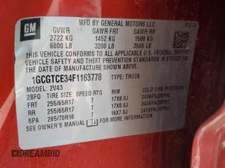 2015 Chevrolet Colorado 4WD Z71 with VIN 1GCGTCE34F1163778, listed as a Copart auction lot 54533085 with 180,319 mi miles and Salvage title. Bid and sale history available at DreamBid. Image 12.