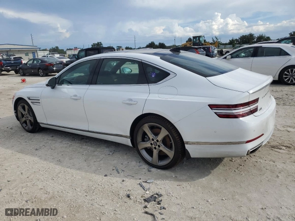 2021 Genesis G80 3.5T Prestige with VIN KMTGC4SD2MU048418, listed as a Copart auction lot 73874014 with 0 mi miles and Salvage Title. Bid and sale history available at carsss.com. Image 2.