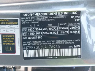 2020 Mercedes-Benz GLS with VIN 4JGFF8GE5LA176965, listed as a IAAI auction lot 40107588 with 56,508 mi miles. Bid and sale history available at carsss.com. Image 9.