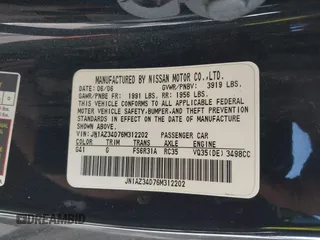 2006 Nissan 350Z Grand Touring with VIN JN1AZ34D76M312202, listed as a IAAI auction lot 38335047 with 113,906 mi miles. Bid and sale history available at carsss.com. Image 9.