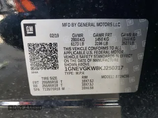2019 Chevrolet Traverse LT Cloth with VIN 1GNEVGKW8KJ250317, listed as a Copart auction lot 49527954 with 135,231 mi miles and Non Repairable. Bid and sale history available at carsss.com. Image 13.