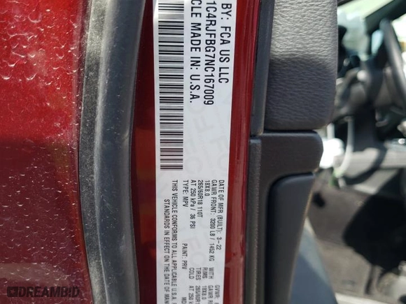 2022 Jeep Grand Cherokee WK Limited with VIN 1C4RJFBG7NC167009, listed as a Copart auction lot 53209474 with 16,218 mi miles and Salvage Title. Bid and sale history available at carsss.com. Image 15.