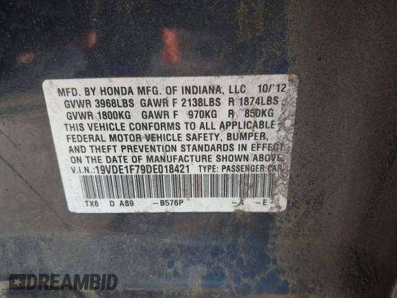 2013 Acura ILX Tech Pkg with VIN 19VDE1F79DE018421, listed as a IAAI auction lot 41115067 with 245,151 mi miles. Bid and sale history available at carsss.com. Image 9.