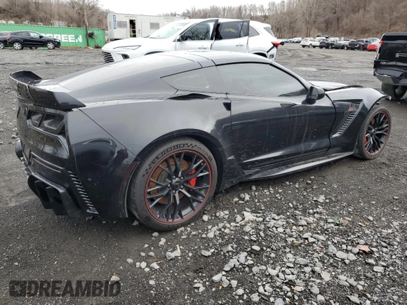2017 Chevrolet Corvette Z06 1LZ with VIN 1G1YP2D66H5600182, listed as a Copart auction lot 48199795 with 38,326 mi miles and Salvage Title. Bid and sale history available at carsss.com. Image 3.