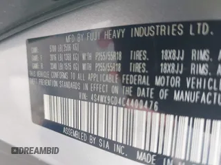 2012 Subaru Tribeca Limited с VIN 4S4WX9GD4C4400476, выставлен на аукционе IAAI как лот 42140480 с пробегом 260 854 миль миль и . История ставок и продаж доступна на DreamBid. Изображение 9.
