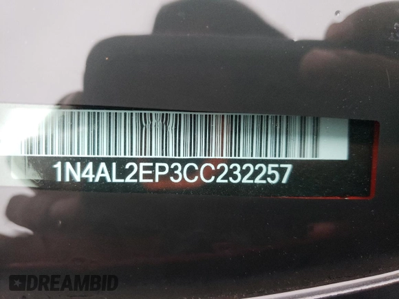 2012 Nissan Altima 2.5 S with VIN 1N4AL2EP3CC232257, listed as a Copart auction lot 51509175 with 87,834 mi miles and Salvage Title. Bid and sale history available at carsss.com. Image 12.
