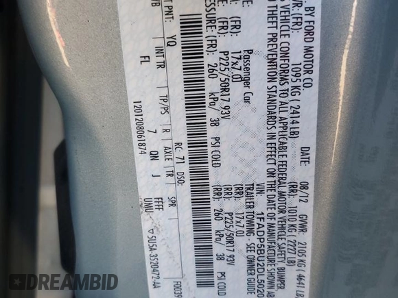 2013 Ford C-Max SEL with VIN 1FADP5BU2DL502027, listed as a Copart auction lot 50666525 with 125,983 mi miles and Salvage Title. Bid and sale history available at DreamBid. Image 12.