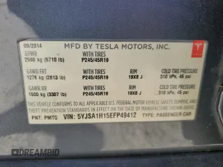 2014 Tesla Model S 60 с VIN 5YJSA1H15EFP49412, выставлен на аукционе Copart как лот 60476835 с пробегом 96 202 миль миль и Списание • Salvage title. История ставок и продаж доступна на DreamBid. Изображение 13.