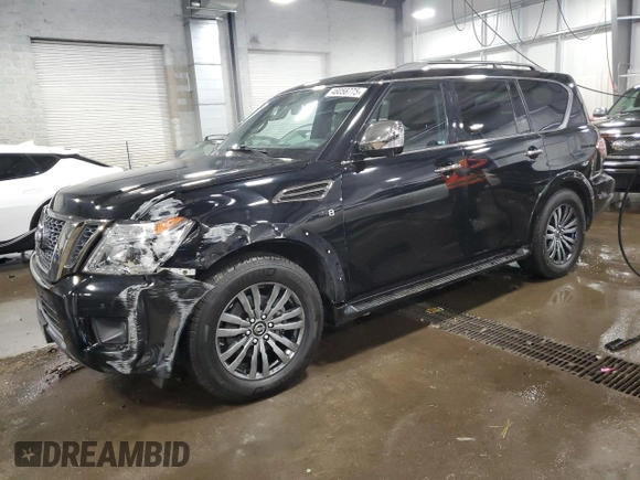 2019 Nissan Armada Platinum with VIN JN8AY2NE8K9755137, listed as a Copart auction lot 46058775 with 93,949 mi miles and Salvage Title. Bid and sale history available at carsss.com. Image 1.