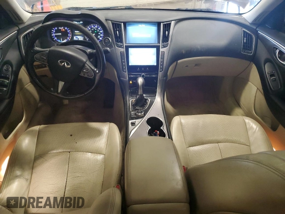 2014 Infiniti Q50 Hybrid Sport with VIN JN1AV7AR9EM702123, listed as a Copart auction lot 50310765 with 134,433 mi miles and Salvage Title. Bid and sale history available at DreamBid. Image 8.
