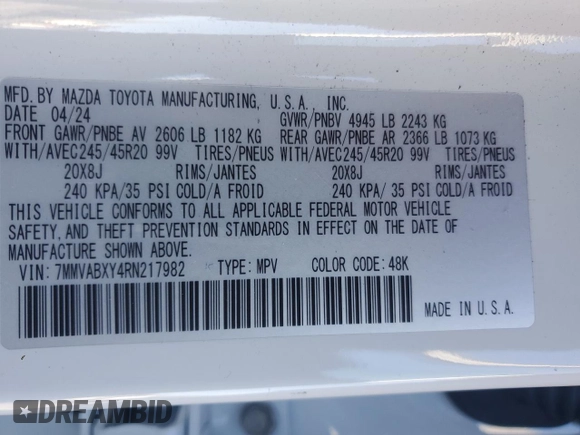 2024 Mazda CX-50 2.5 Turbo with VIN 7MMVABXY4RN217982, listed as a Copart auction lot 44950535 with 3,126 mi miles and Salvage title. Bid and sale history available at DreamBid. Image 15.