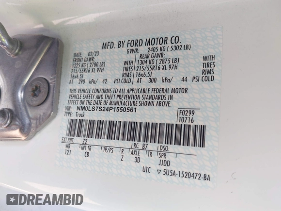 2023 Ford Transit Connect XL with VIN NM0LS7S24P1550561, listed as a IAAI auction lot 42362019 with 39,239 mi miles and . Bid and sale history available at DreamBid. Image 9.