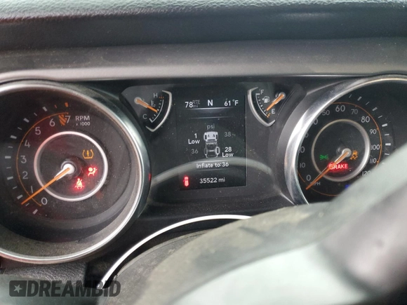 2021 Jeep Wrangler Sport with VIN 1C4GJXAG4MW748477, listed as a Copart auction lot 80044704 with 35,522 mi miles and Salvage Title. Bid and sale history available at DreamBid. Image 9.