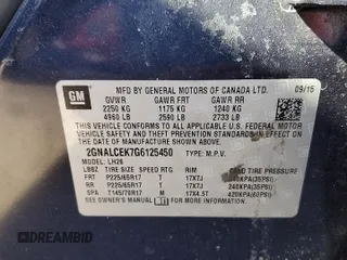 2016 Chevrolet Equinox LT with VIN 2GNALCEK7G6125450, listed as a Copart auction lot 46211355 with 152,895 mi miles and Salvage Title. Bid and sale history available at DreamBid. Image 13.